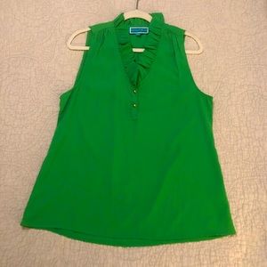 Southern Frock Cecily Green Sleeveless Ruffle Top